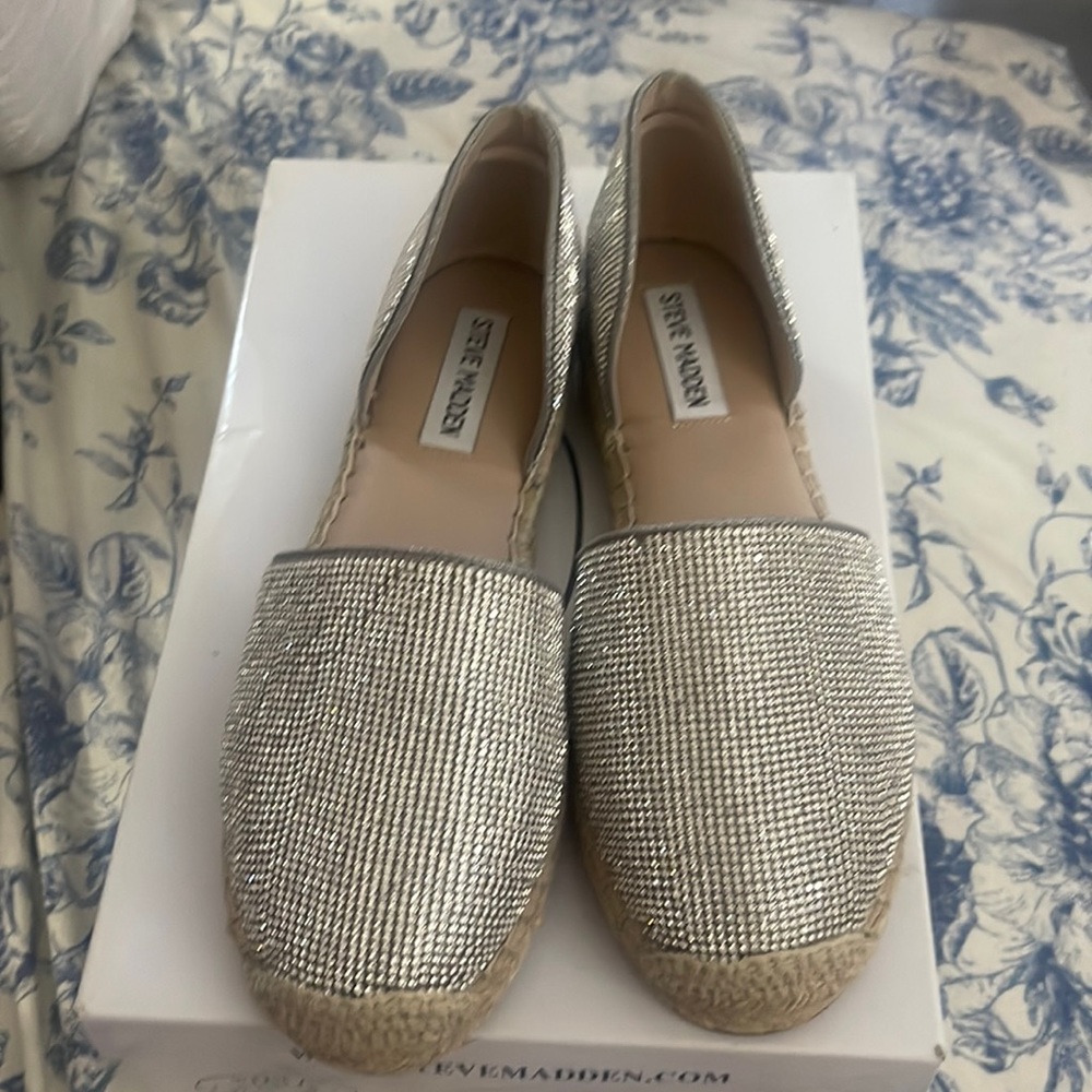 Nib Steve Madden amethyst rhinestones espadrilles shoes 7.5